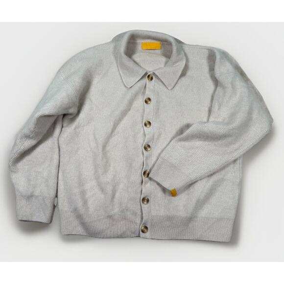 Yellow Label Co. 100% Cashmere Cardigan Button Color Oatmeal Beige Size Medium - Picture 1 of 7